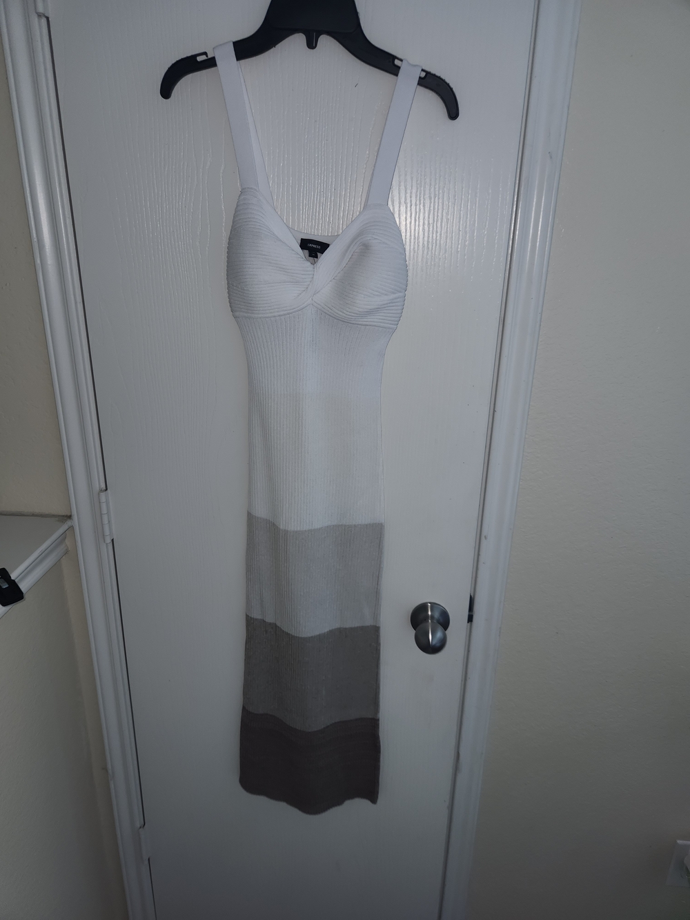 Express White Ribbed Knot-Front Dress